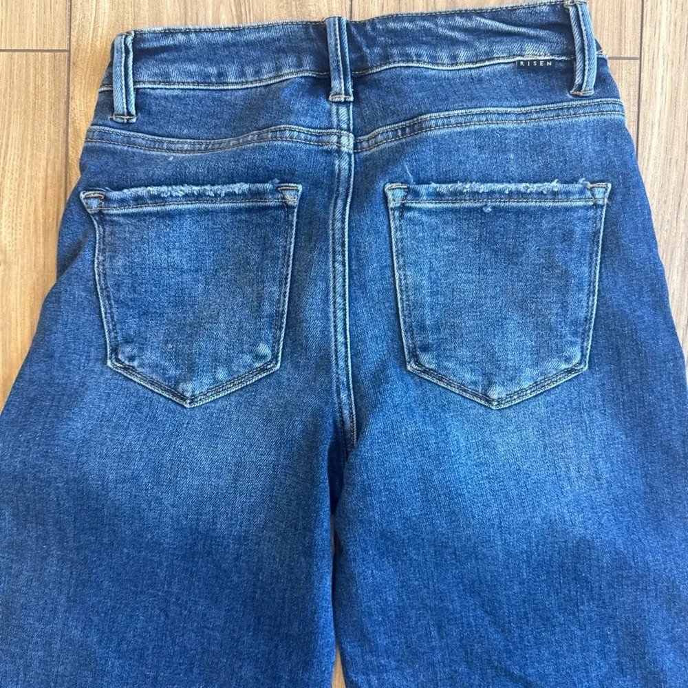 Wide Leg Women's Jeans - Dark Blue Flare - Picture 7 of 8